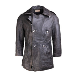 JACHETA DIN PIELE - GENDAMERIE - SURPLUS MILITAR ARMATA FRANTEI - NEAGRA - UZATA