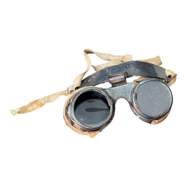 Ochelari de sudura din aluminiu - Model G249 - Industria Metalurgica RSR - Surplus Militar Armata Romana - Negri - Cu defect/Uzati