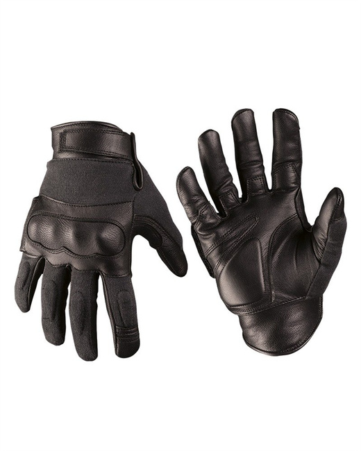 BLACK LEATHER/ARAMIDE TACTICAL GLOVES