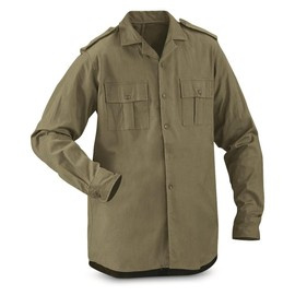 OLIVE SHIRT - COLD WAR ERA - ROMANIAN ARMY SURPLUS - USED