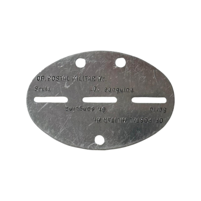Placuta de Identificare fara Lant - Dog Tag - Surplus Militar Armata Romana - Argintie - In Stare Buna