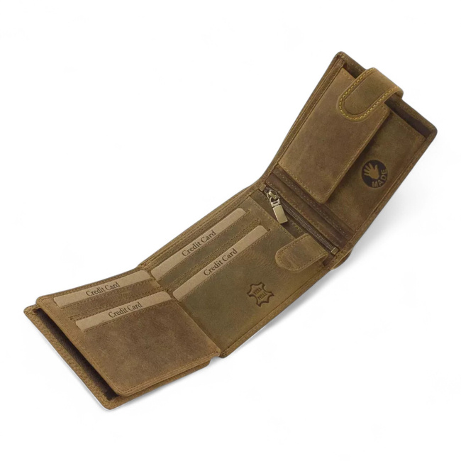 Leather Wallet for Hunters with Print - Bear - GreenDeed