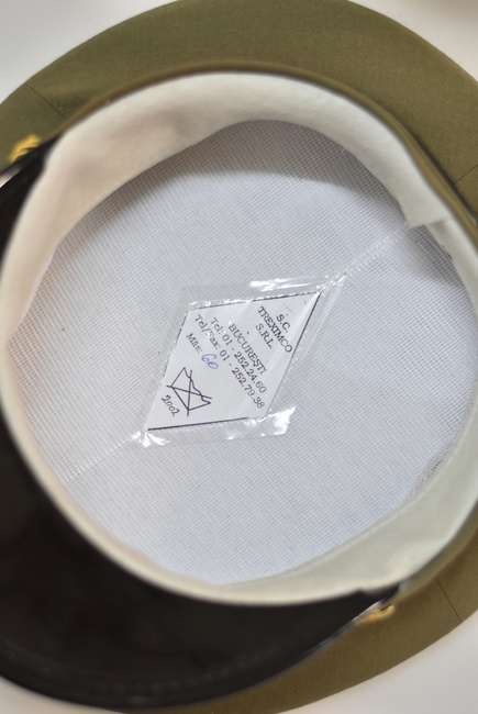 RSR OFFICER CAP - ARTILLERY/TECHNICAL - ROMANIAN ARMY MILITARY SURPLUS - OD GREEN - LIKE NEW