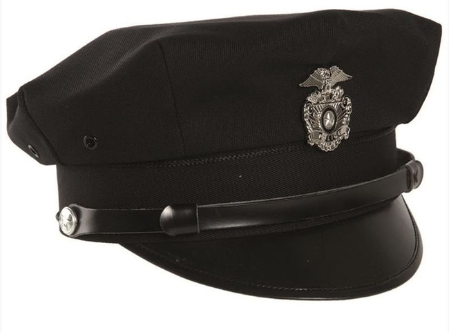 Black US POLICE VISOR HAT WITH BADGE