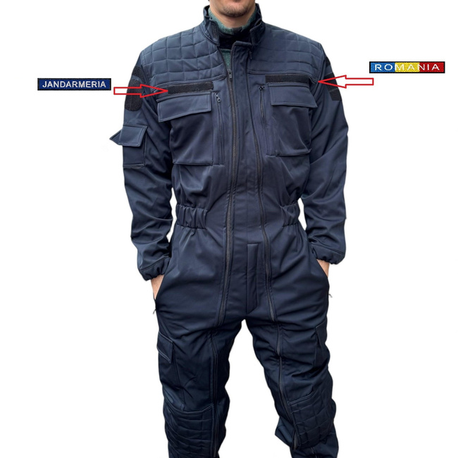 Winter Softshell Coverall For Gendarmes - With JANDARMERIA Patch And Tricolor Emblem - Navy Blue - Lecter Tactical