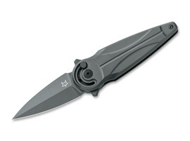 CUTIT DE BUZUNAR - "SATURN TITANIUM" - Fox Knives® - NEGRU - LAMĂ NEAGRĂ