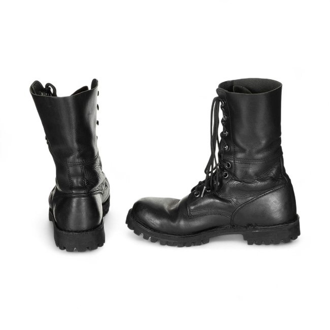 Combat Boots Without Lining - Replaced Sole - Austrian Army Military Surplus - Black - Used