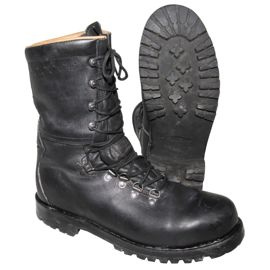 COMBAT BOOTS WITH LEATHER LINING - AUSTRIAN ARMY MILITARY SURPLUS - BLACK - USED