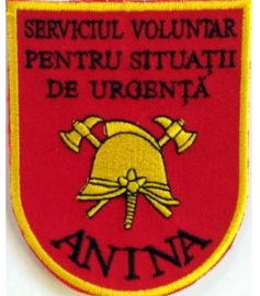 Emblema serviciul voluntar pentru situatii de urgenta Anina, cu aplicare Velcro (cu scai)