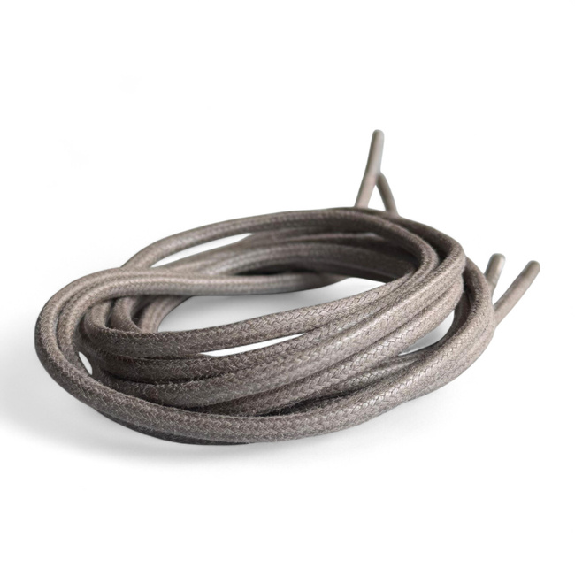 Pair of Round Shoelaces for Shoes - 110 cm - Romanian Army Military Surplus - Waxed - Grey - In Good Condition