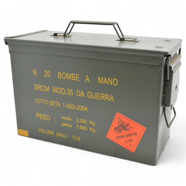 CUTIE METALICA PENTRU MUNITIE - SURPLUS MILITAR ARMATA ITALIEI - UZATA