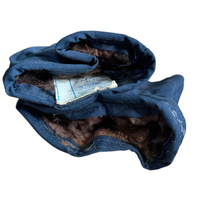 Manusi de protectie imblanite din material de foaie de cort, cu 3 degete - Surplus militar Armata Romana - Albastru inchis - In stare buna