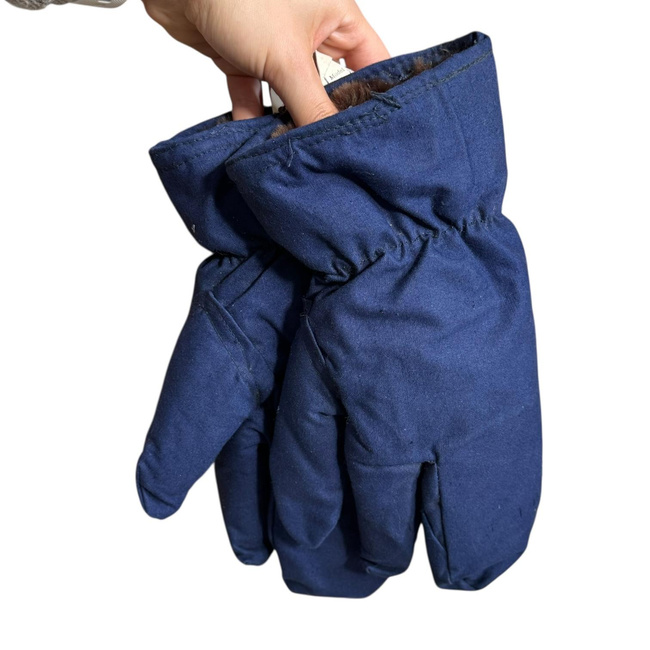 Manusi de protectie imblanite din material de foaie de cort, cu 3 degete - Surplus militar Armata Romana - Albastru inchis - In stare buna