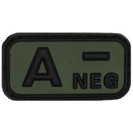 PATCH VELCRO 3D - 5 x 2,5 CM - MFH® - NEGRU/VERDE OD - GRUPĂ SANGUINĂ "A NEG"
