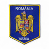 Emblema scut Vama - 8,5 x 6,5 cm - Suport Albastru Royal - Cu scai (Velcro)