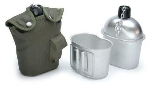 US ALUMINIUM CANTEEN - WITH CUP AND OD GREEN COVER 