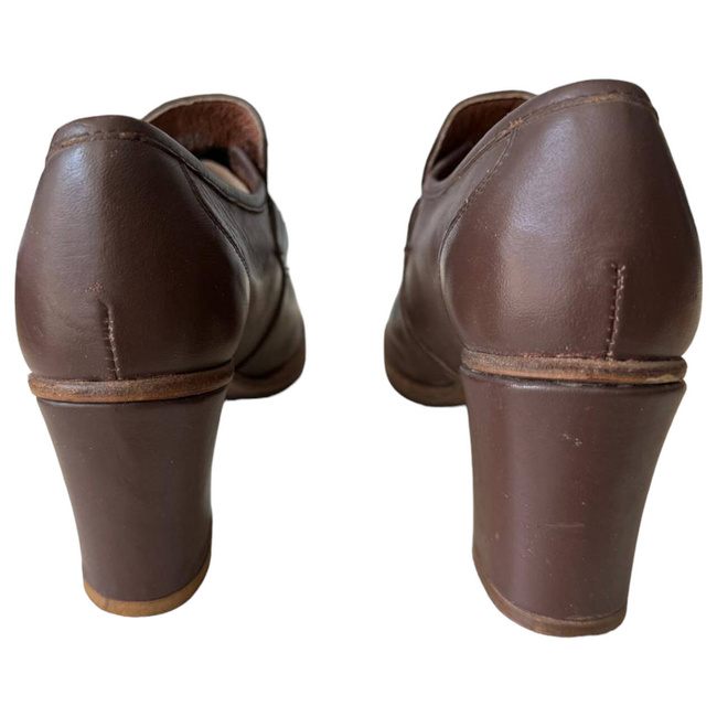 PANTOFI DAMA DIN PIELE CU TOC LAT - DE TOAMNA - MARO - SURPLUS MILITAR ARMATA ROMANA - IN STARE BUNA