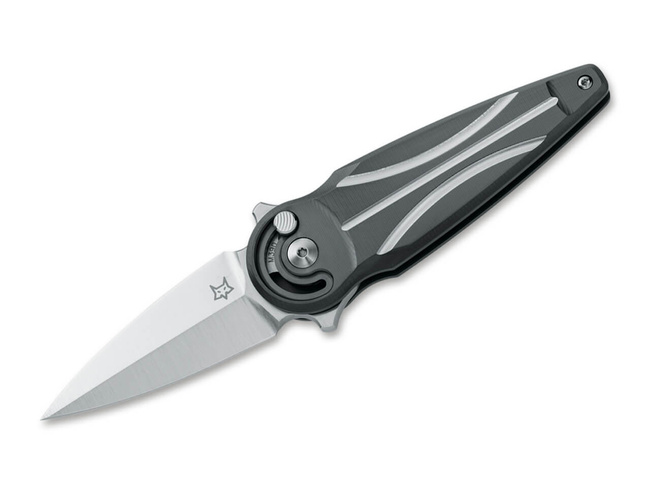 POCKET KNIFE - "SATURN TITANIUM" - Fox Knives® - BLACK - UNCOATED BLADE