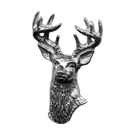 Insigna de vanatoare pentru palarie - Cap de cerb rosu - Argintiu