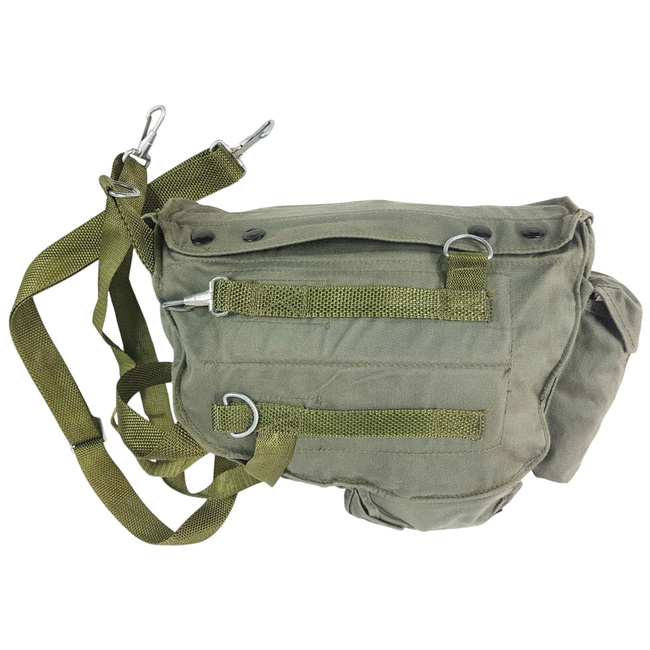 CANVAS BAG FOR PROTECTIVE MASK - MP4 - 1970'S - POLISH ARMY MILITARY SURPLUS - GREEN OD - USED