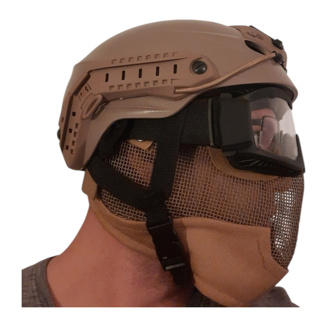 Face and Ear Protection Mask - Metal Mesh - Coyote - A.C.M.
