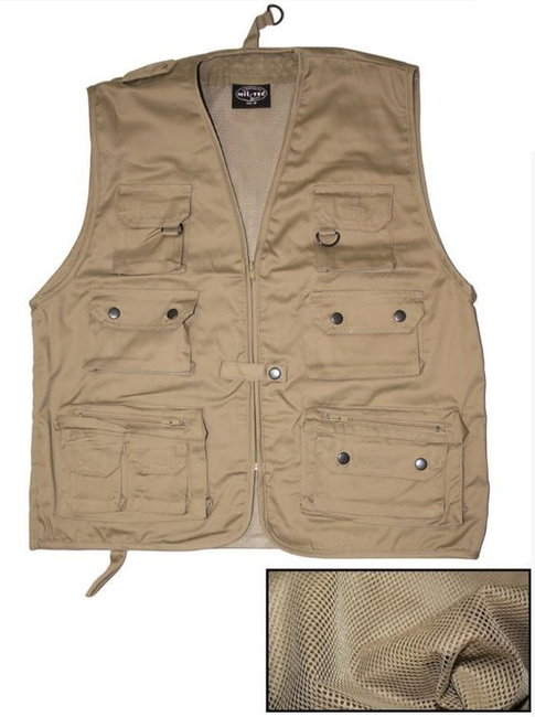 Khaki HUNTING A.FISHING VEST W.MESH LINING