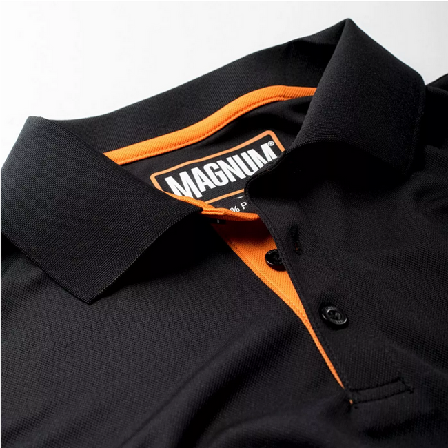 MAGNUM POLO T-SHIRT- BLACK/ BRIGHT MARIGOLD