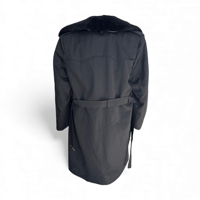 PALTON OFITERI LUNG DIN LANA - VINTAGE, ANII '80 - SURPLUS MILITAR ARMATA BULGARIEI - NEGRU -  IN STARE BUNA