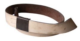 WHITE LEATHER MILITARY BELT - ROMANIAN ARMY SURPLUS - USED