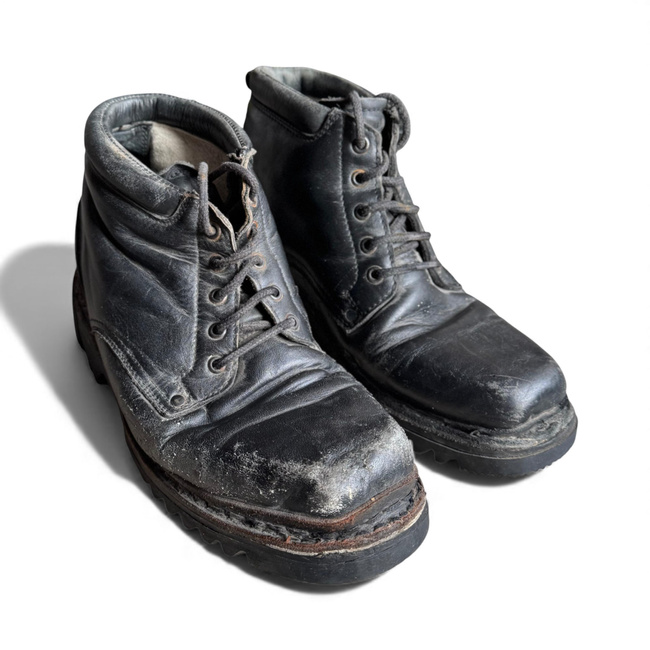 GHETE MILITARE DIN PIELE - VANATORI DE MUNTE - SURPLUS MILITAR ARMATA ROMANA - NEGRE - UZATE