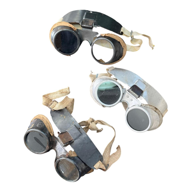 Aluminum Welding Goggles - Model G249 - Romanian Metallurgical Industry RSR - Romanian Army Military Surplus - Metallic - With Defects/Used