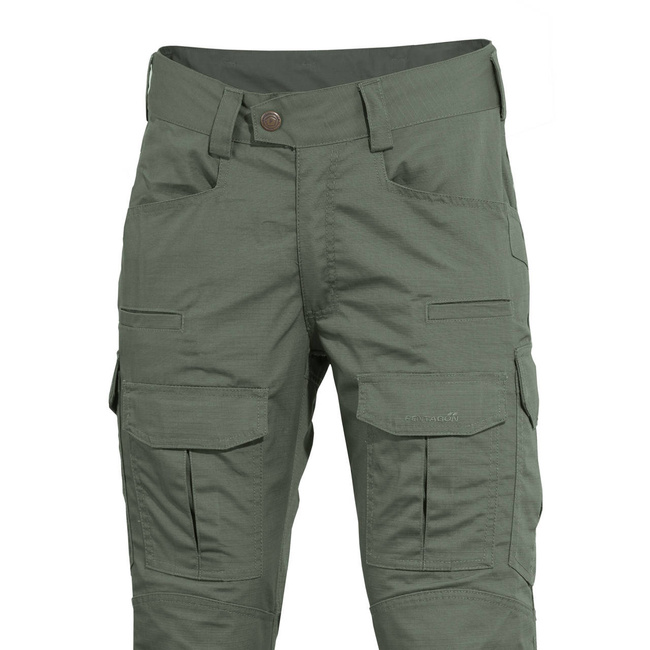 COMBAT PANTS - "LYCOS" - PENTAGON® - CAMO GREEN - LENGTH 34″