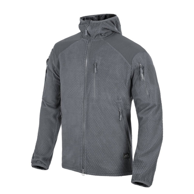 ALPHA HOODIE JACKET - GRID FLEECE - SHADOW GREY - HELIKON