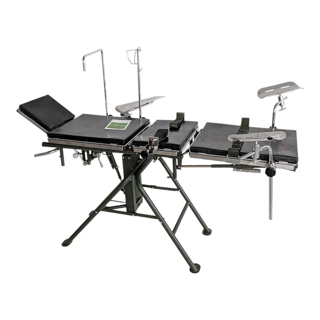 Folding Operating Table - Model 3 MT, 1974 - Stainless Steel - Olive Green - Swedish Army Military Surplus - Like New / Collector’s Item