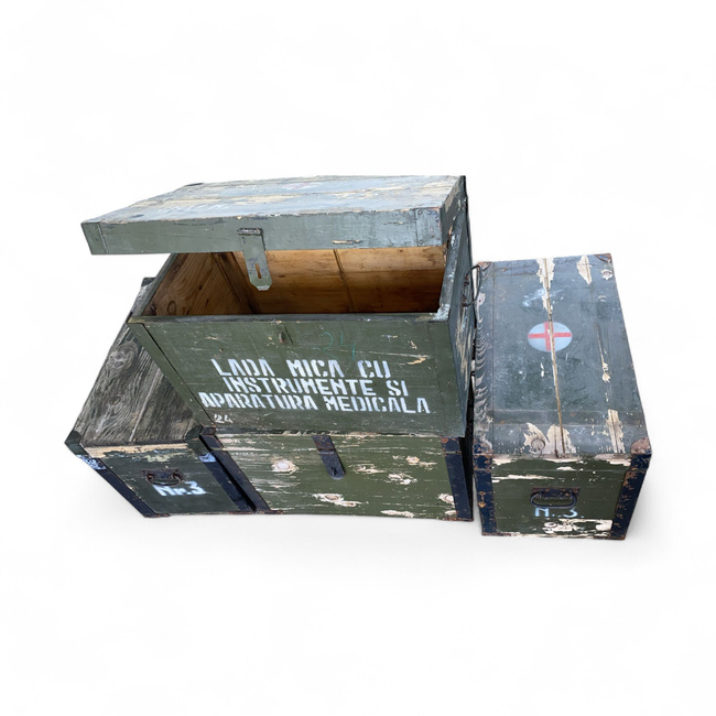 LADA MILITARA DIN LEMN PENTRU DEPOZITARE - SURPLUS ARMATA ROMANA - NR.3 - 65 x 37 x 46 CM