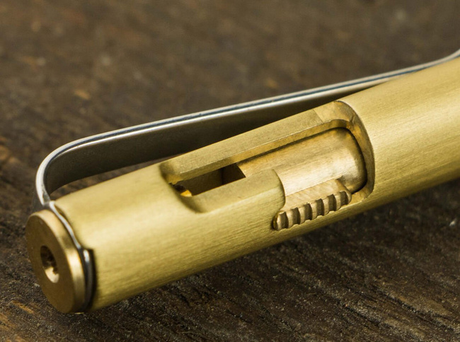 TACTICAL PEN ROCKET PEN BRASS - BLACK INK - BOKER PLUS