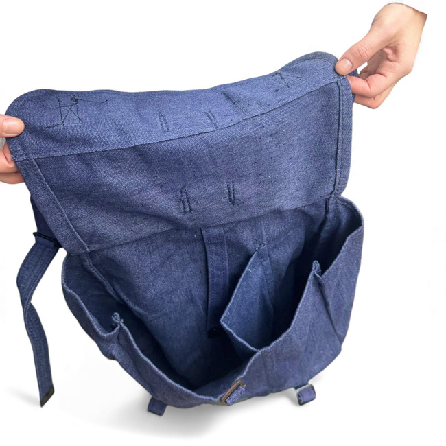 Sac militar de merinde albastru, post-WWII, Surplus Armata Romana - Uzat