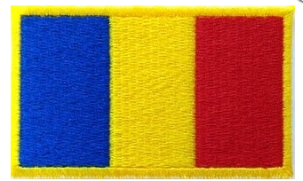 DRAPEL ROMANIA FORTE TERESTRE - 7,5x3,5 cm - CONTUR GALBEN