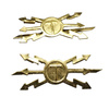 PAIR OF RANK INSIGNIA - TRANSMISSIONS - ROMANIAN ARMY MILITARY SURPLUS - GOLDEN - IN GOOD CONDITION