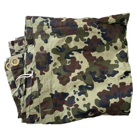 TENT TARPAULIN PLASH-PALATKA RAIN CAPE/SHELTER HALF - 180 x 180 CM - DALMATIAN MOZAIC CAMO - ROMANIAN ARMY MILITARY SURPLUS - USED