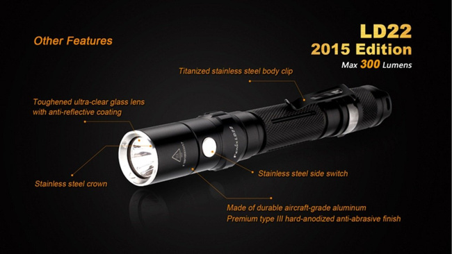 Flashlight Fenix LD22, water resistant