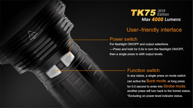 Flashlight Fenix TK75, water resistant