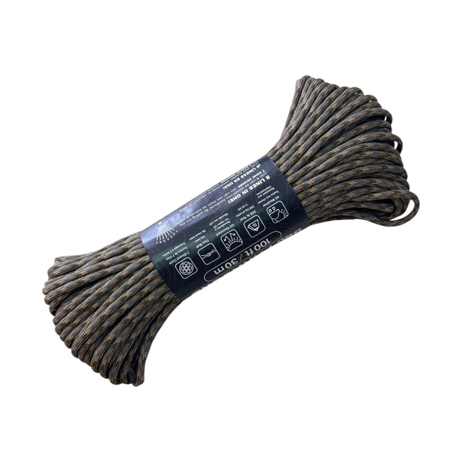 FUNIE, SFOARA PARACORD DIN NAILON - 550 LBS. - 33 M/100 FT. - Helikon-Tex - M Camouflage