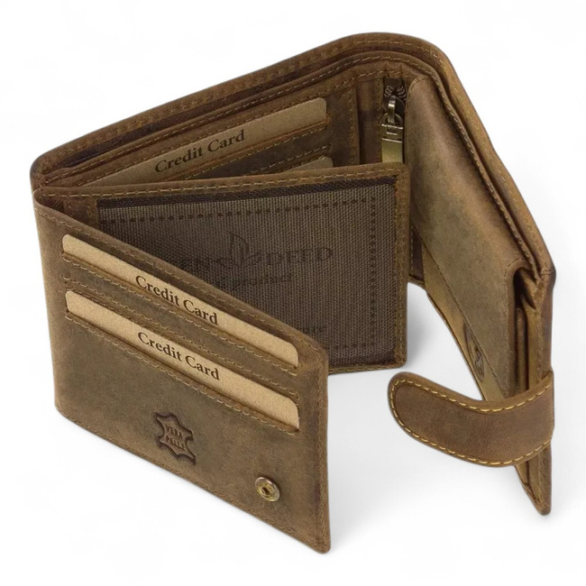 Portofel din piele pentru vanatori, cu imprimeu - Cerb - Maro - GreenDeed