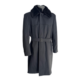 PALTON OFITERI LUNG DIN LANA - VINTAGE, ANII '80 - SURPLUS MILITAR ARMATA BULGARIEI - NEGRU -  IN STARE BUNA