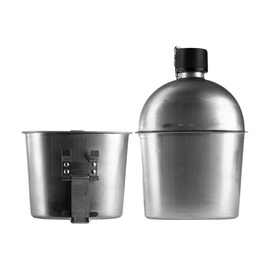 US CANTEEN WITH CUP - M-1910 - STAINLESS STEEL - REPRO - MIL-TEC