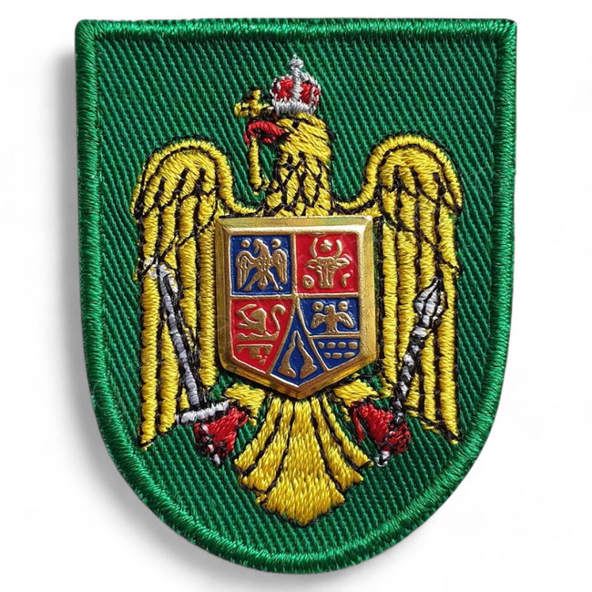 Emblem city helmet terrestrial forces | beret, cap, hat, beret - embroidered on green background with green outline