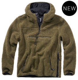 PULOVER CU GLUGA TEDDYFLEECE - OLIV - BRANDIT