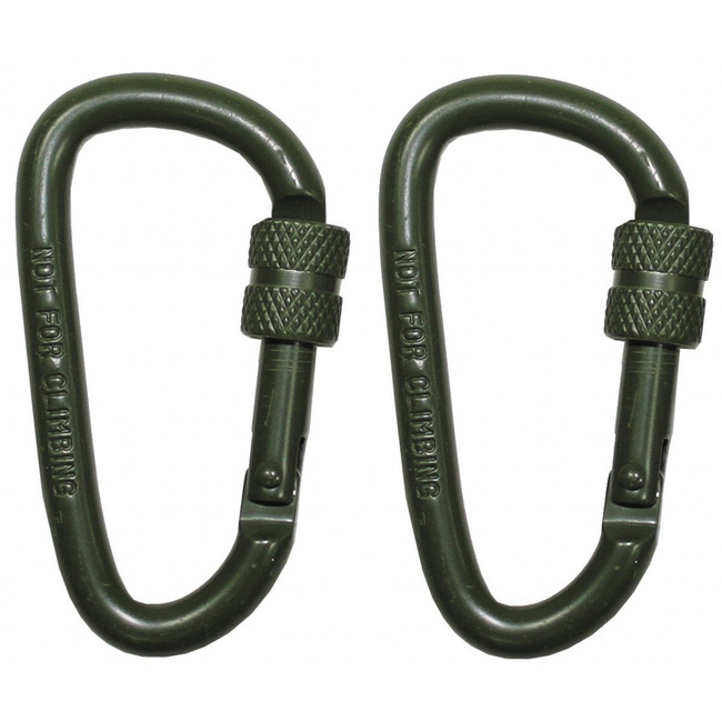 Screw lock carabiner - set of 2 pieces - OD Green