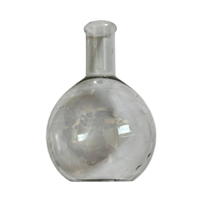 BOTTLE, BULB, LABORATORY BEAKER - MEDICAL CRUCIBLE - VINTAGE - 1980S - TRANSPARENT - ROMANIAN ARMY MILITARY SURPLUS - IN GOOD CONDITION